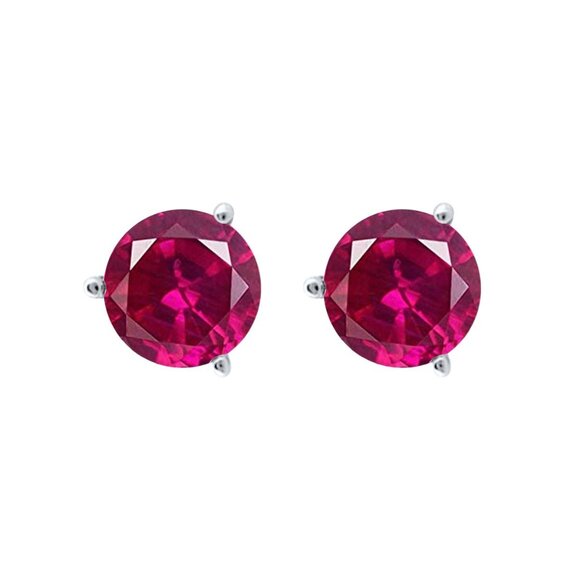 6mm Lab Created Gemston Gold Plated 925 Silver Martini Stud Earrings for Women, - Picture 8 of 16